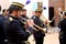 Trumpeters testing and rehearsing their musical instruments during Easter Holidays in Lorca  City