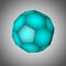 Truncated icosahedron. Magic crystal on grey background. 3d illustration