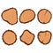 Trunk tree wood ring vector flat icons set