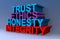 Trust ethics honesty integrity on blue