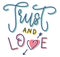 Trust and love, colored vector illustration with hearts and arrow.