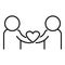 Trust love icon outline . Partnership shake