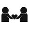 Trust love icon simple vector. Partnership shake