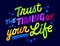 Trust the timing of your life, vector script style typography design element