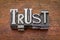 Trust word in metal type