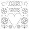 Trust your heart. Coloring page. Vector illustration. Heart, flowers.