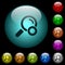Trusted search icons in color illuminated glass buttons