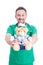 Trustworthy medic or doctor holding plush bear