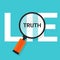 Truth lie symbol text magnify magnifying find true