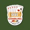 Try your chance. Gambling sticker, vintage print, logo, badge design with slot machine and poker playing card silhouette