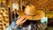 Trying on Cowboy hats in a western store in Boulder City