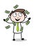 Trying to Catch Floating Money - Office Businessman Employee Cartoon Vector Illustration