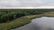 Trzebiez, Poland. Aerial view on coast of Zalew Szczecinski and forest. Drone photo