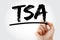 TSA - Tax-Sheltered Annuity acronym with marker, business concept background