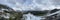 Tseylomsky pass in Ingushetia. A trip uphill to the Tsei Loam pass on a cloudy spring day. Panorama of the high cliffs