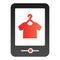 Tshirt online shop flat icon. Tshirt shopping on tablet color icons in trendy flat style. Store online gradient style