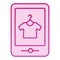 Tshirt online shop flat icon. Tshirt shopping on tablet pink icons in trendy flat style. Store online gradient style