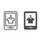 Tshirt online shop line and glyph icon. Tshirt shopping on tablet vector illustration isolated on white. Store online