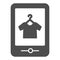 Tshirt online shop solid icon. Tshirt shopping on tablet vector illustration isolated on white. Store online glyph style