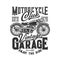 Tshirt print with custom bike, retro motorcycle