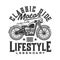 Tshirt print with custom bike, retro motorcycle