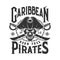 Tshirt print with pirate skull mascot in tricorn