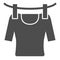 Tshirt on rope solid icon. Drying tshirt vector illustration isolated on white. Laundry glyph style design, designed for