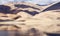 Tso Moriri mountain lake panorama with mountains and blue sky