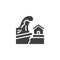 Tsunami earthquake vector icon