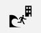 Tsunami Evacuation Building Shelter Safety Running Run Black White Icon Vector