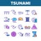 Tsunami Wave Collection Elements Icons Set Vector