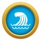 Tsunami wave icon blue vector isolated