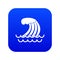 Tsunami wave icon digital blue
