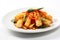 Tteokbokki: Spicy rice cake stir-fry with fish cakes and vegetables, generative AI