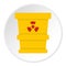Ttrashcan containing radioactive waste icon circle