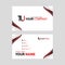 The TU logo on the red black business card with a modern design is horizontal and clean. and transparent decoration on the edges.