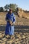 Tuareg guide with camel in the Sahara Desert