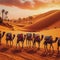 Tuaregs with camels on Western Sahara Desert in Africa