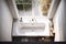 tub mirror room window white design house home apartment indoor interior. Generative AI.