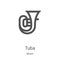 tuba icon vector from music collection. Thin line tuba outline icon vector illustration. Linear symbol for use on web and mobile