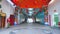 Tuban East Java,23 june 2019: Hallway with chinese ornaments leading to the inside of the Kwan Sing Bio temple vihara.