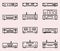 Tube amplifier and integrated amplifier. Flat icons. Vector thin line