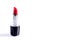 Tube of Classic Bright Red Lipstick on a White Background