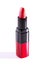 Tube of Classic Bright Red Lipstick on a White Background