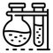 Tube and flask chemistry icon, outline style
