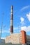 Tube old boiler house on the street Rybinsk on the background of