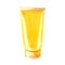 Tube for sunscreen, yellow. Watercolor illustration. Isolated object on white background from BEACH HOLIDAY collection