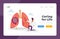 Tuberculosis Medical Pulmonological Care, Pulmonology Landing Page Template. Doctor Character with Stethoscope
