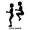 Tuck jumps. Sport exersice. Silhouettes of woman doing exercise. Workout, training