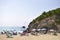 Tuckers Town, Bermuda - June 25,2014:Group of people enjoying beautiful pink beach in Horseshoe Bay,Bermuda.